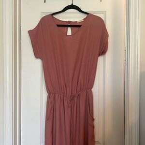 Short sleeve blush colored jumpsuit